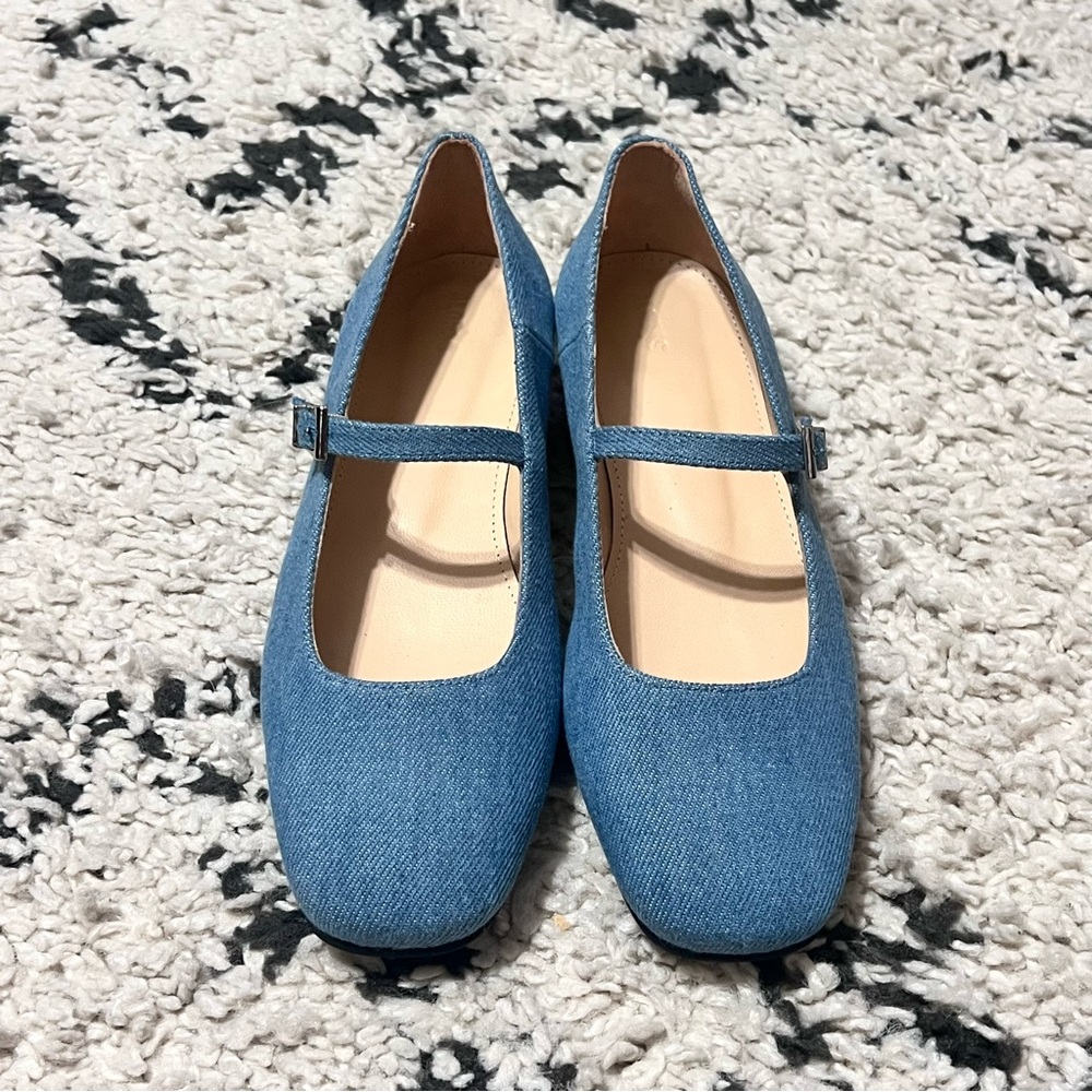 NEW ALOHAS Por Do Sol Ballet Mary Jane Flats Denim Blue Classic Cute Sz 40EU 9US - Picture 4 of 10